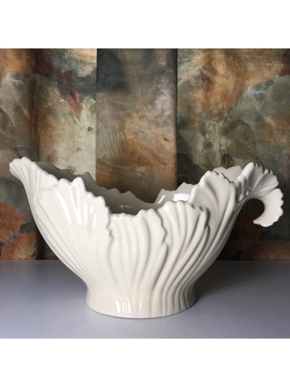 2009 Lenox Teleflora 75th Anniversary Leaf Design Ceramic Gravy Boat Planter